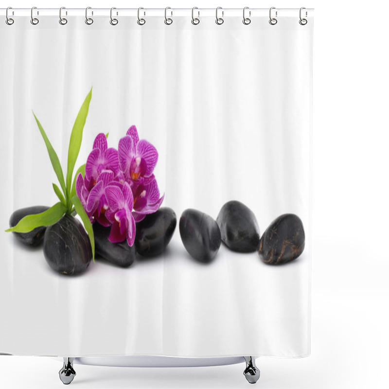 Personality  Zen Pebbles And Orchid Flowers Shower Curtains