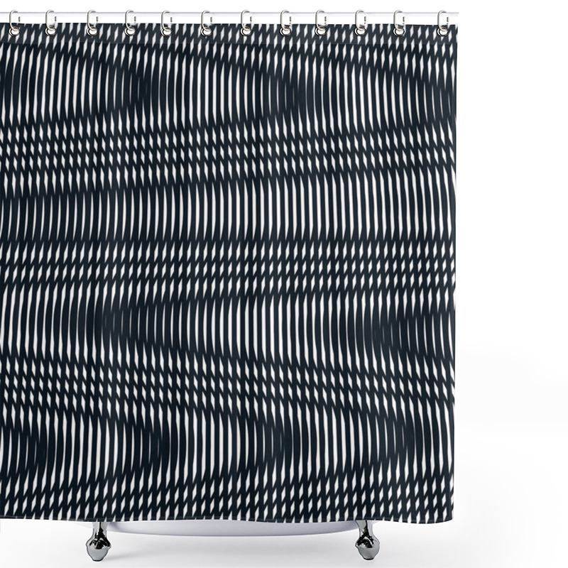 Personality  Optical Background With Monochrome Geometric Lines Shower Curtains