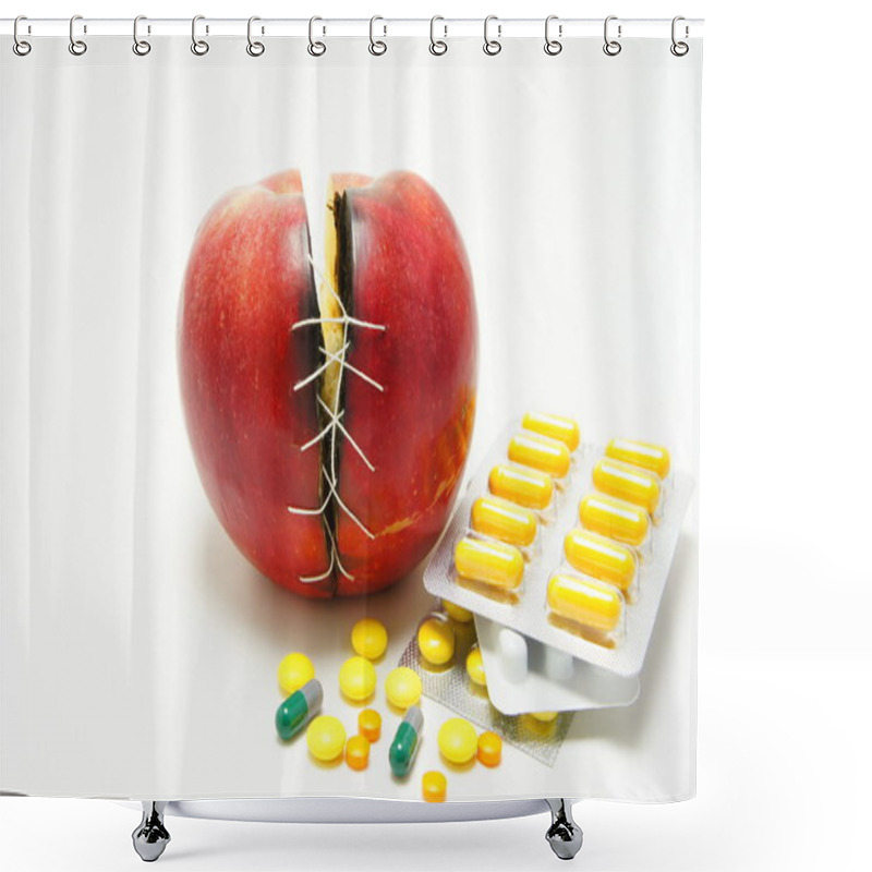 Personality  Impaired Immunity. Apple With Pills. Shower Curtains