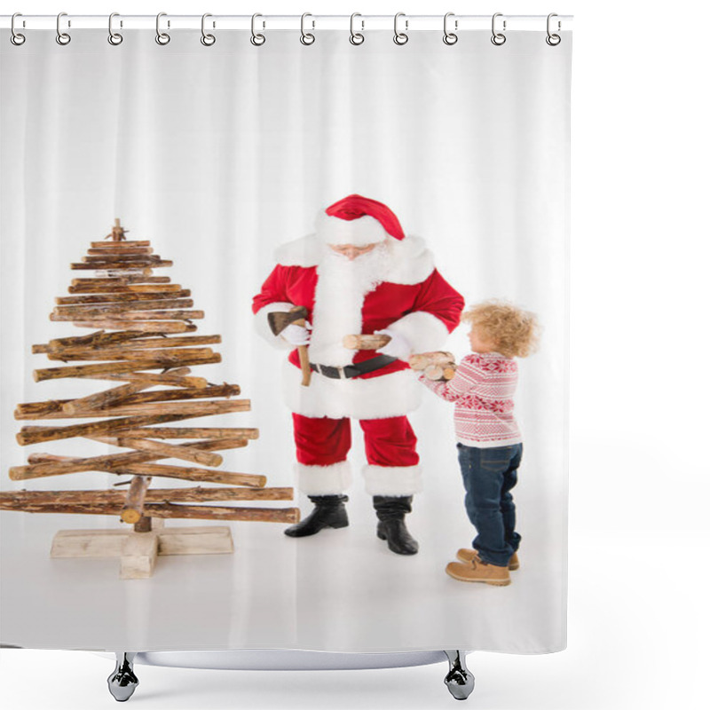 Personality  Santa Claus Creating Christmas Tree Shower Curtains