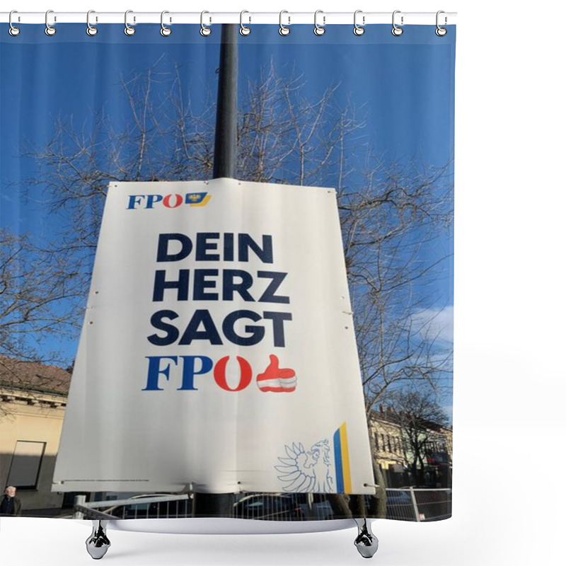 Personality  Ganserndorf, Lower Austria - January 26, 2025: Election Poster Of FPOE, Freedom Party Of Austria, On Billboard Stand Mounted On Light Pole. German Slogan: 