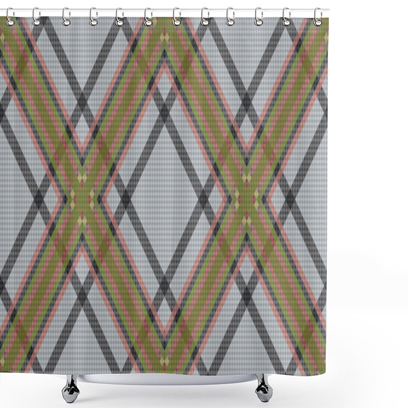 Personality  Rhombic Tartan Brown And Gray Fabric Seamless Texture Shower Curtains