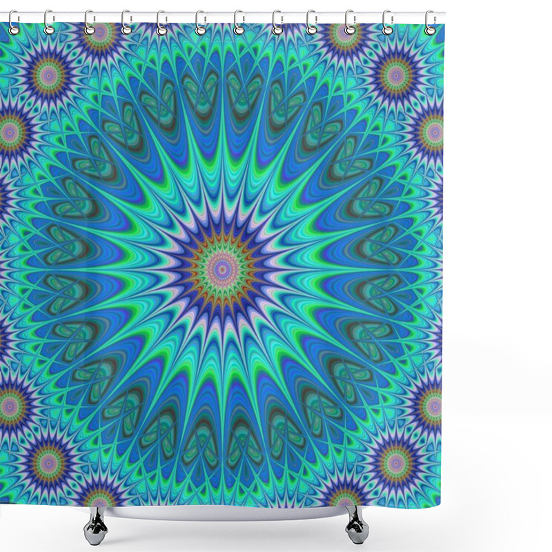 Personality  Blue Mandala Ornament Vector Background Design Shower Curtains