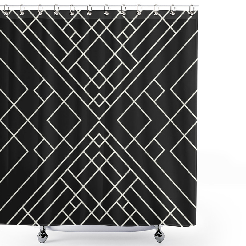 Personality  Grid Black Background - Seamless Pattern. Shower Curtains