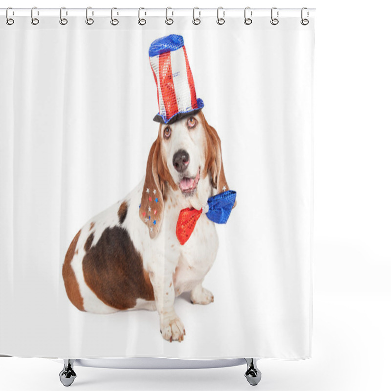 Personality  Independence Day Basset Hound Shower Curtains