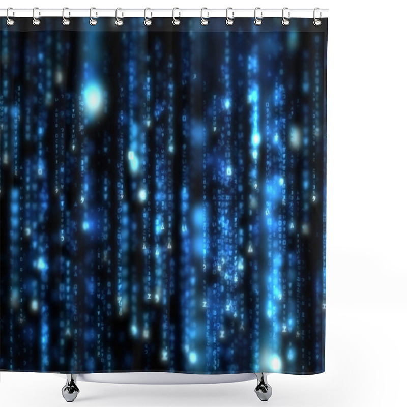 Personality  Lines Of Blue Blurred Letters Falling Shower Curtains