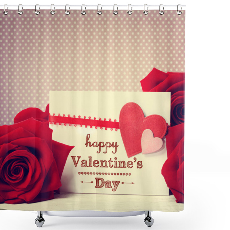 Personality  Valentines Day Message With Red Roses Shower Curtains