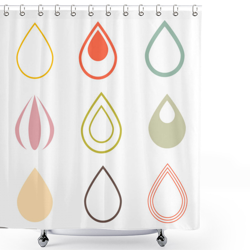 Personality  Vector Water Drops Icons Set In Retro Style Shower Curtains