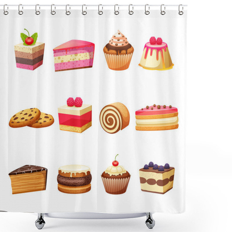 Personality  Cakes And Sweets Set Shower Curtains