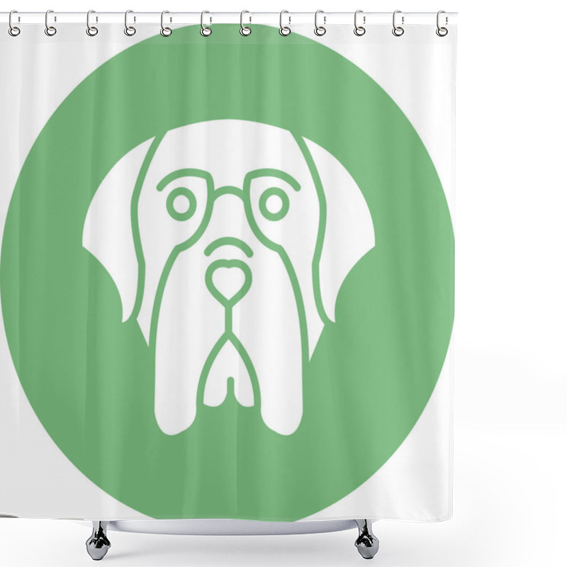 Personality  English Mastiff Dog Head Icon Vector Illustration Shower Curtains