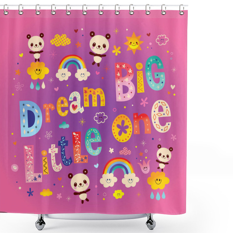 Personality  Dream Big Little One - Kids Nursery Art With Cute Baby Panda Bears Shower Curtains