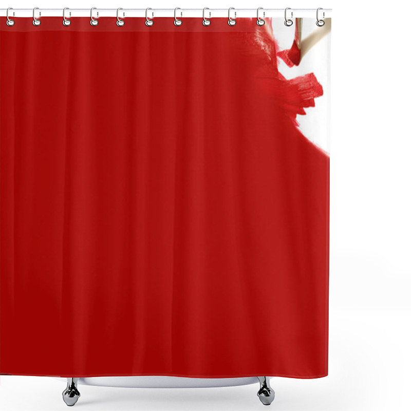 Personality  Brush And Red Paint Shower Curtains