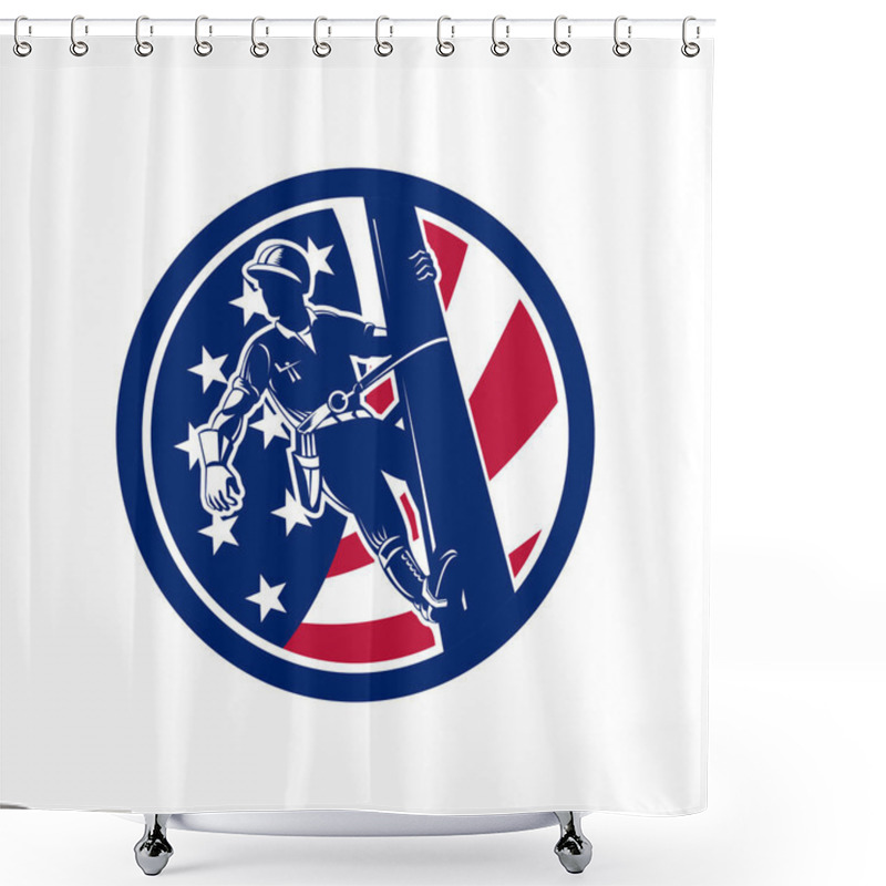 Personality  American Lineworker USA Flag Icon Shower Curtains