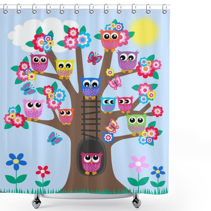 Personality  A Tree Full Of Owls Shower Curtains