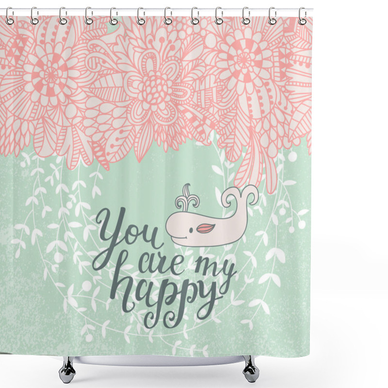 Personality  Flowers And Whale Cartoon Card Shower Curtains