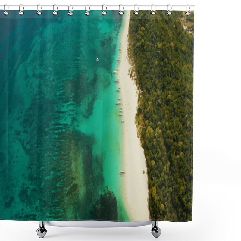 Personality  Tropical Beach And Blue Lagoon. Shower Curtains