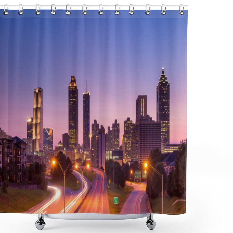 Personality  Atlanta Skyline During Twilight  Shower Curtains