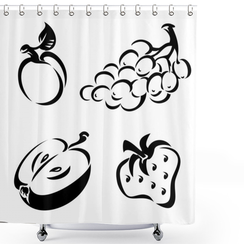 Personality  Black And White Fruit Shower Curtains