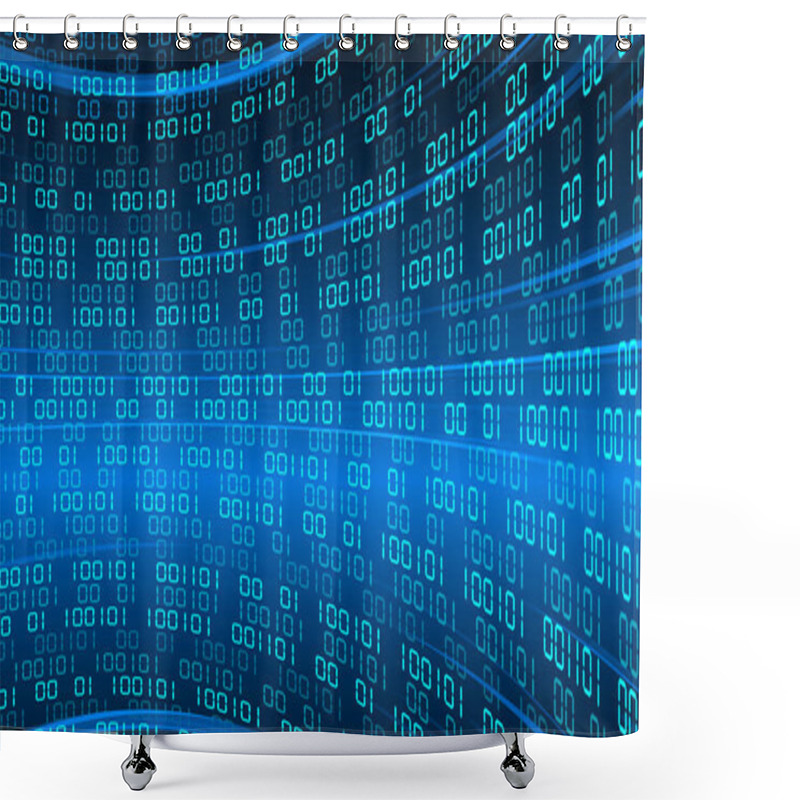 Personality  Blue Cyber Circuit Future Technology Concept Background Shower Curtains