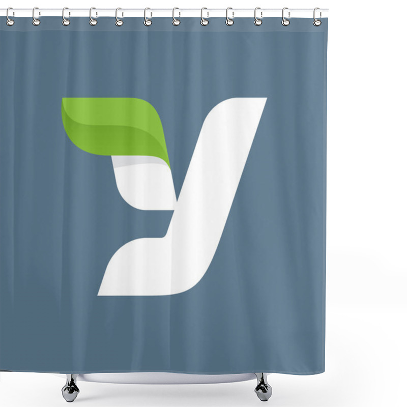 Personality  Y Letter Logo With Green Leaf. Shower Curtains