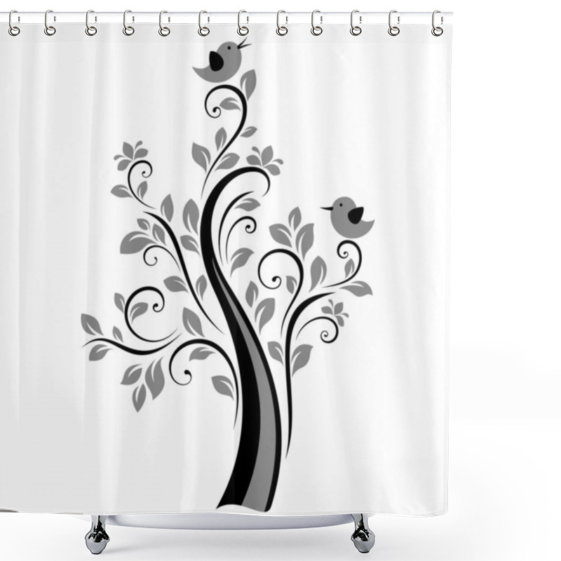 Personality  Birds On The Tree Shower Curtains