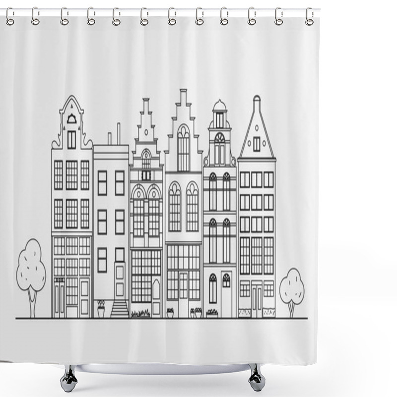 Personality  Ancient Buildings Of The Netherlands Executed Linearly. Architectural Sights Shower Curtains