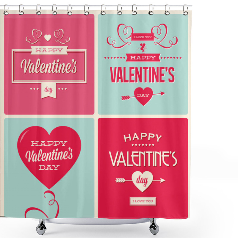 Personality  Set Of Valentines Day Card Design Shower Curtains