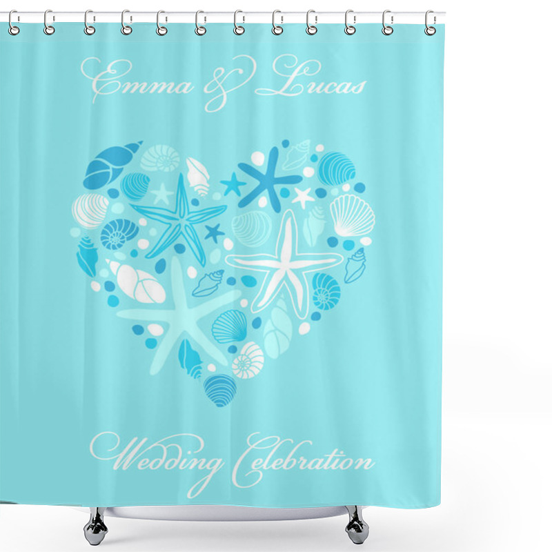 Personality  Shells And Starfishes In Heart Shape Shower Curtains