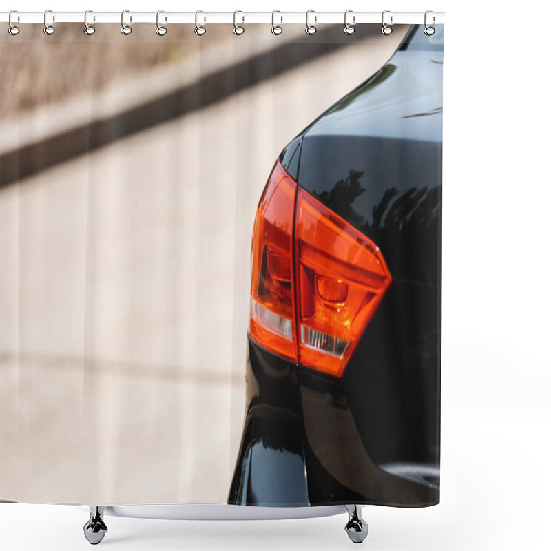 Personality  Back Headlights Of Black Car On Urban Street  Shower Curtains