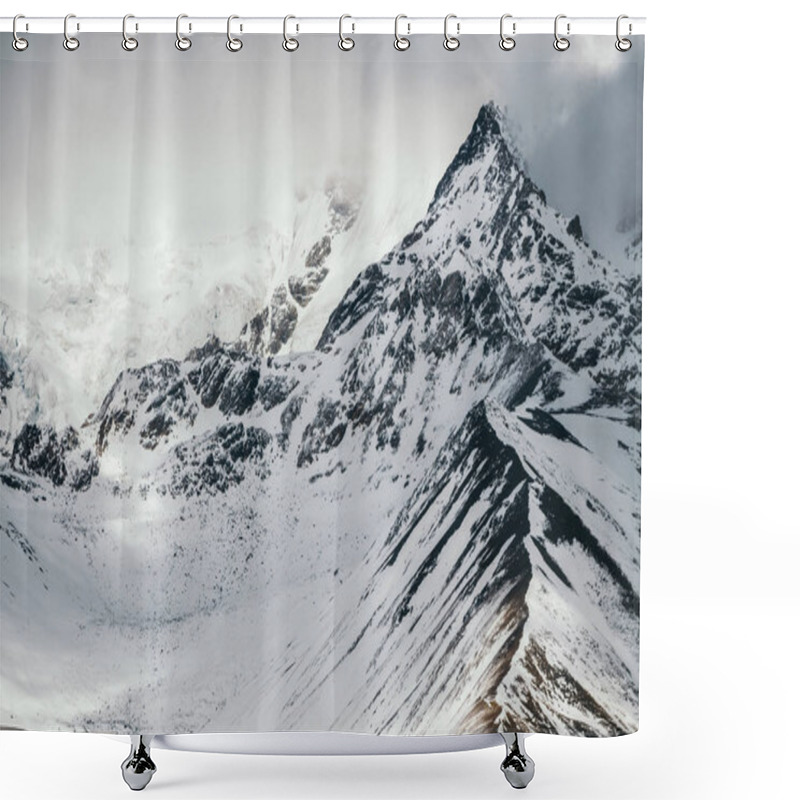 Personality  Mount Shkhara The Highest Mountain In Georgia. Greater Caucasus Mountains Shower Curtains