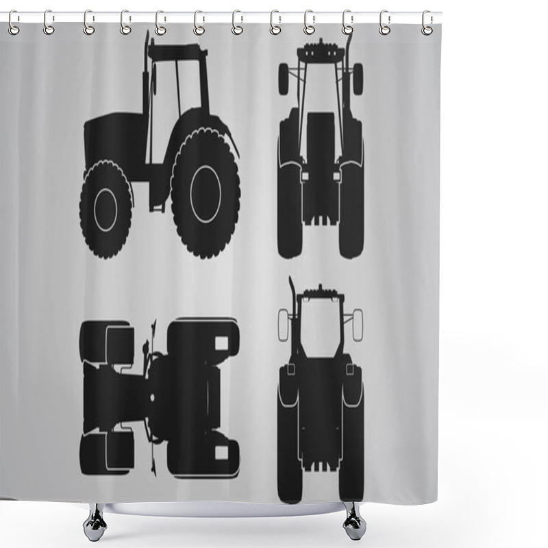 Personality  Front, Back, Top And Side Tractor Projection Shower Curtains