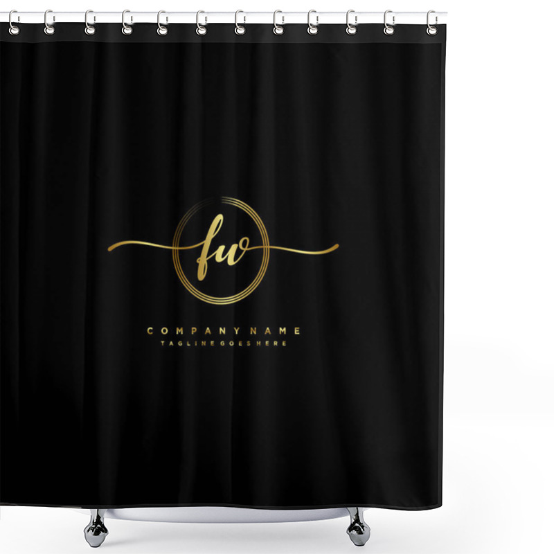 Personality  FW Letter Elegant And Sophisticated Handwritten Logo Vector Shower Curtains