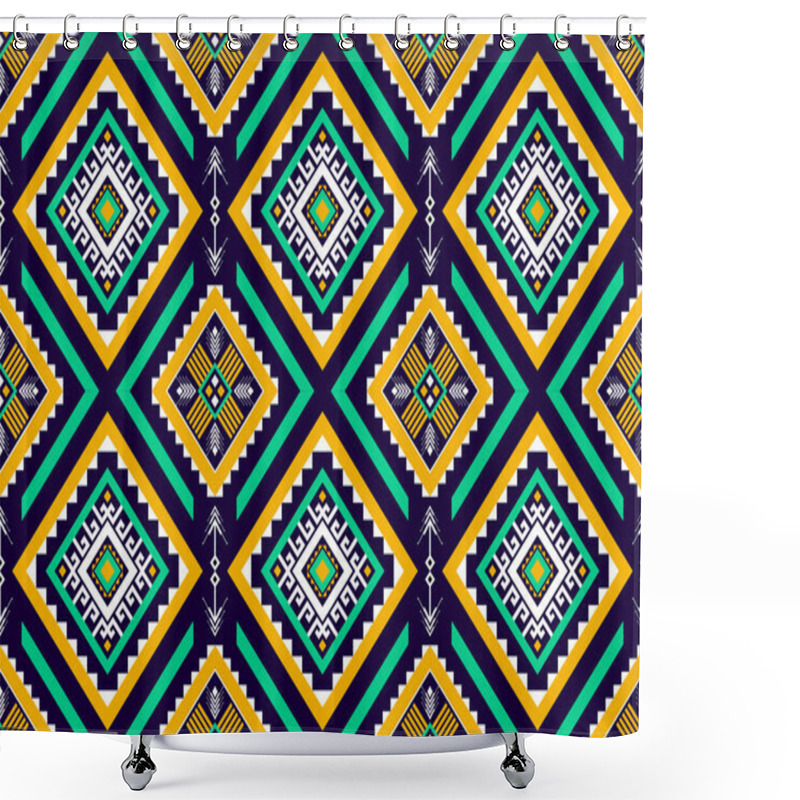 Personality  Geometric Ethnic Oriental Seamless Pattern Traditional. Design For Background, Carpet,wallpaper,clothing,wrapping,batik,fabric,Vector,illustration,embroidery. Shower Curtains