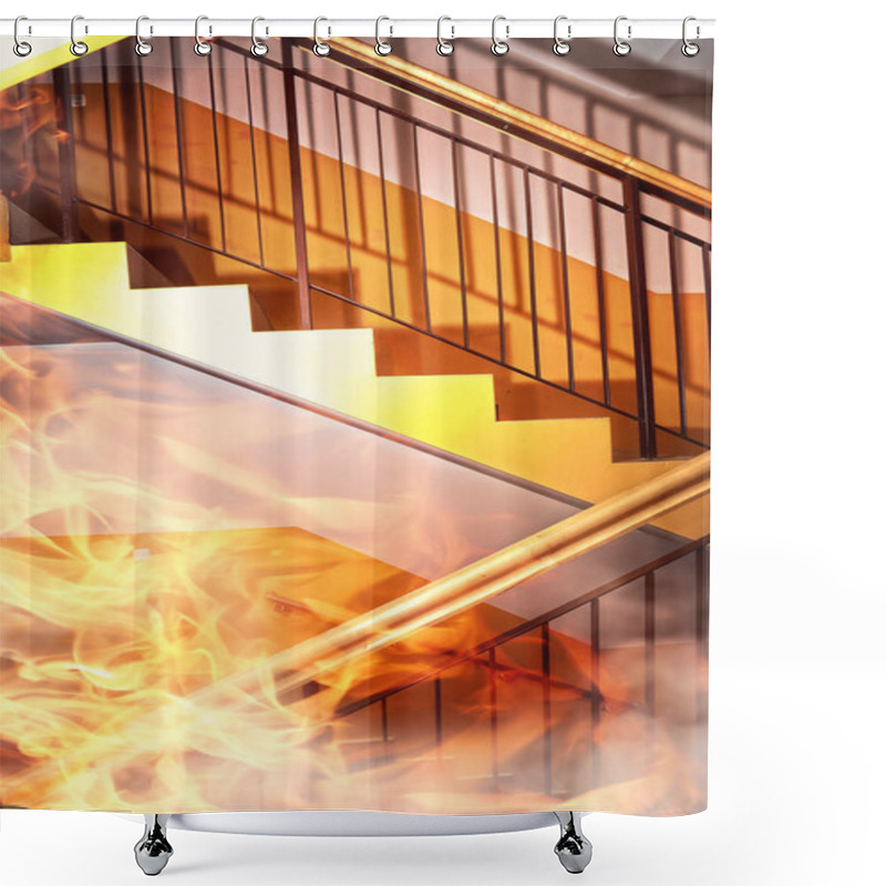 Personality  Big Fire In A Residential Building Shower Curtains