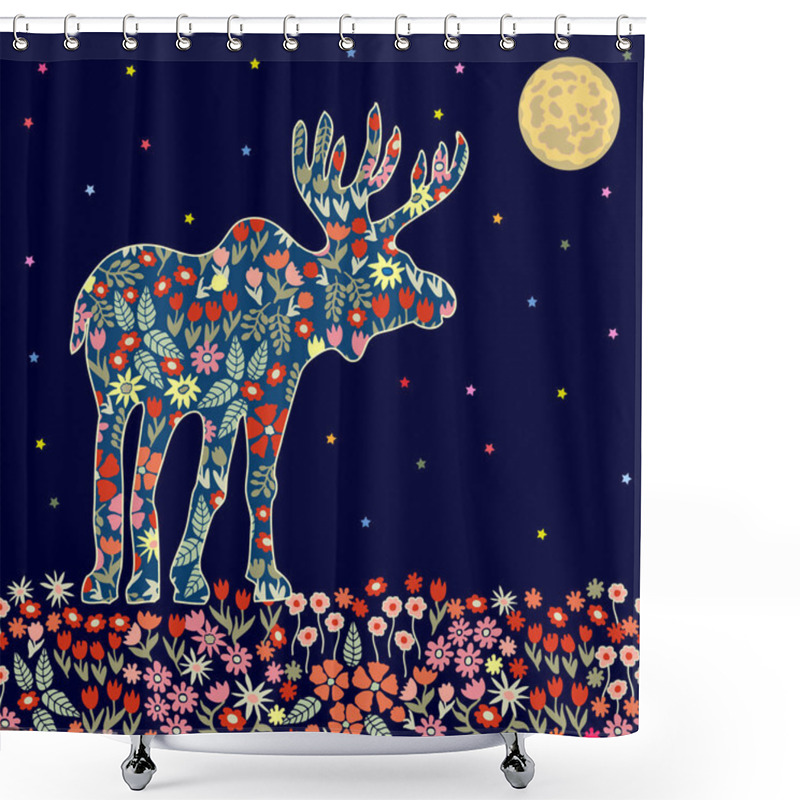 Personality  Blooming Night Elk. Shower Curtains