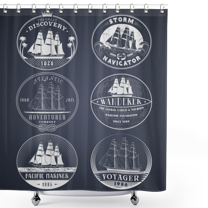 Personality  Nautical Labels White Shower Curtains