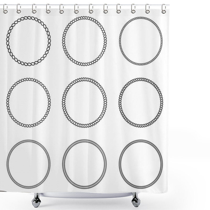 Personality  Rope Frame. Set Of Round Vector Frames From Nautical Rope. Round Marine Rope For Decoration Shower Curtains