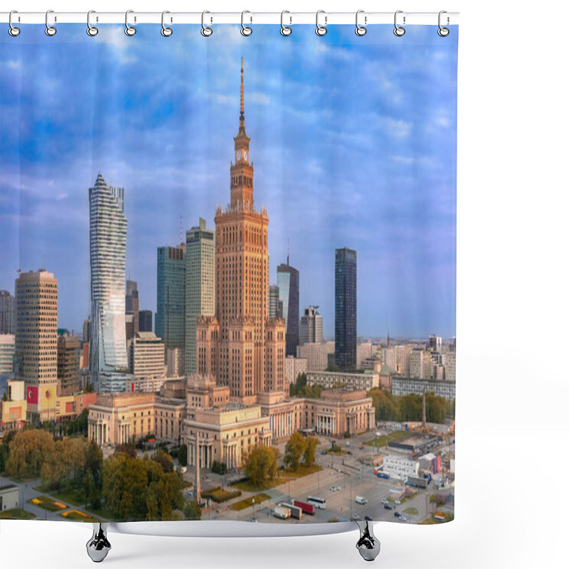 Personality  Palace Of Culture And Science At Sunrise, Warsaw City Downtown, Poland. Shower Curtains