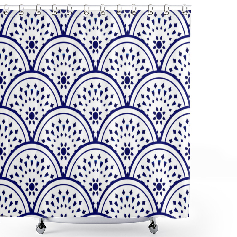 Personality  Ceramic Pattern Blue And White Shower Curtains