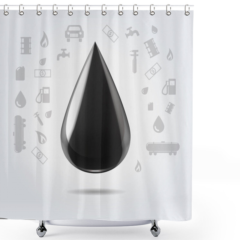 Personality  Black Glossy Oil Fuel Drop Shower Curtains