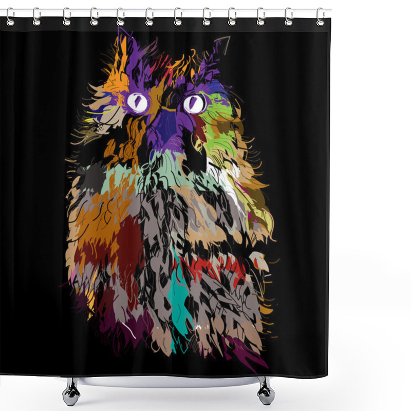 Personality  Owl On An Black Background Shower Curtains