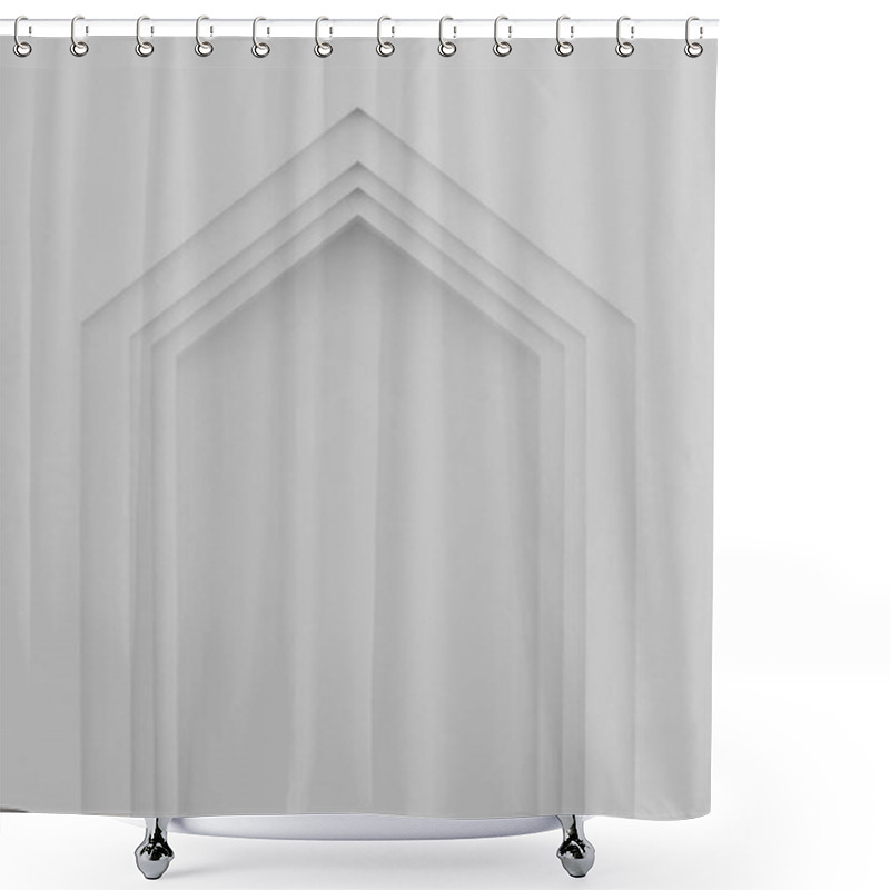 Personality  Beige Grey Plastered Faux Arch, False Fake Window Or Door Stucco Frame, Textured Background, Large Detailed Vertical Blank Empty Copy Space, Gray Bright Texture, Gentle Shadows Shower Curtains