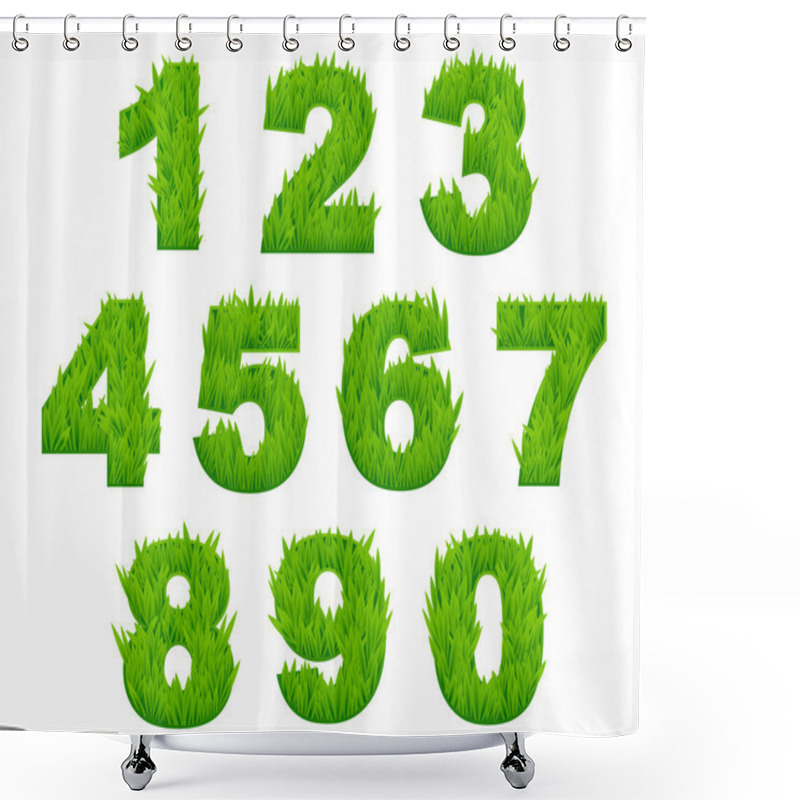 Personality  Grass Numbers And Digits Shower Curtains