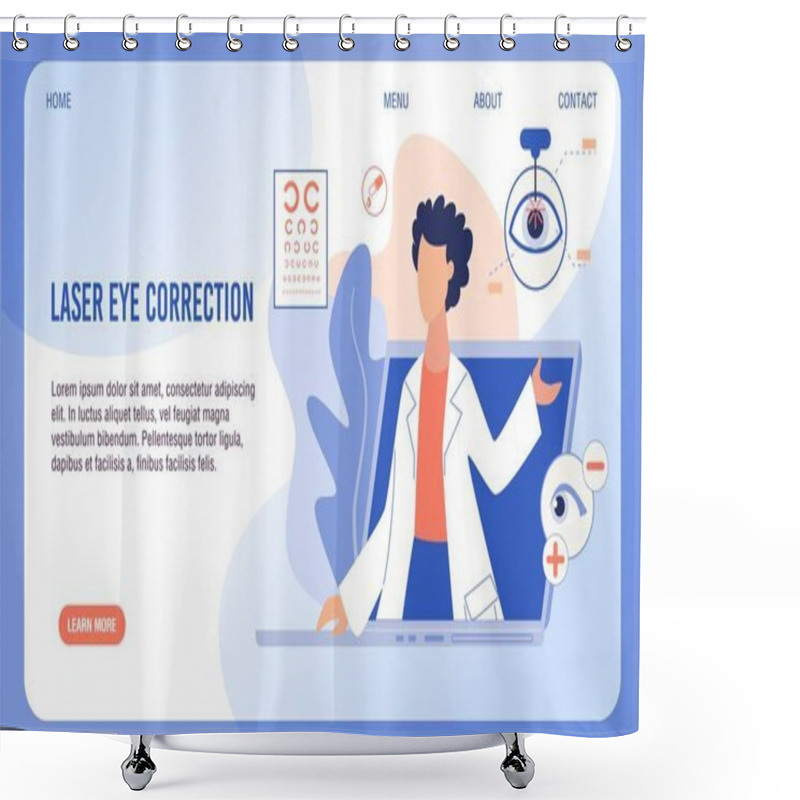 Personality  Laser Eye Correction Landing Page Flat Design Shower Curtains