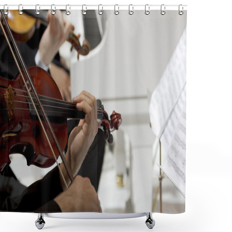 Personality  Playing On Violins And Piano Shower Curtains