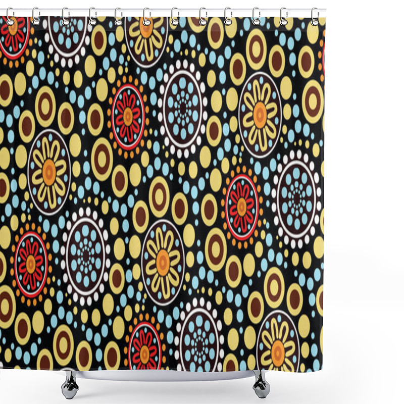 Personality  Aboriginal Dot Art Background - Vector Illustration  Shower Curtains