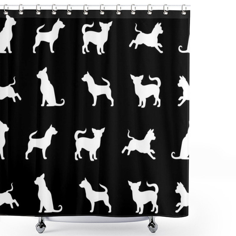 Personality  Vector Chihuahua Small Dog Seamless Pattern. Shower Curtains