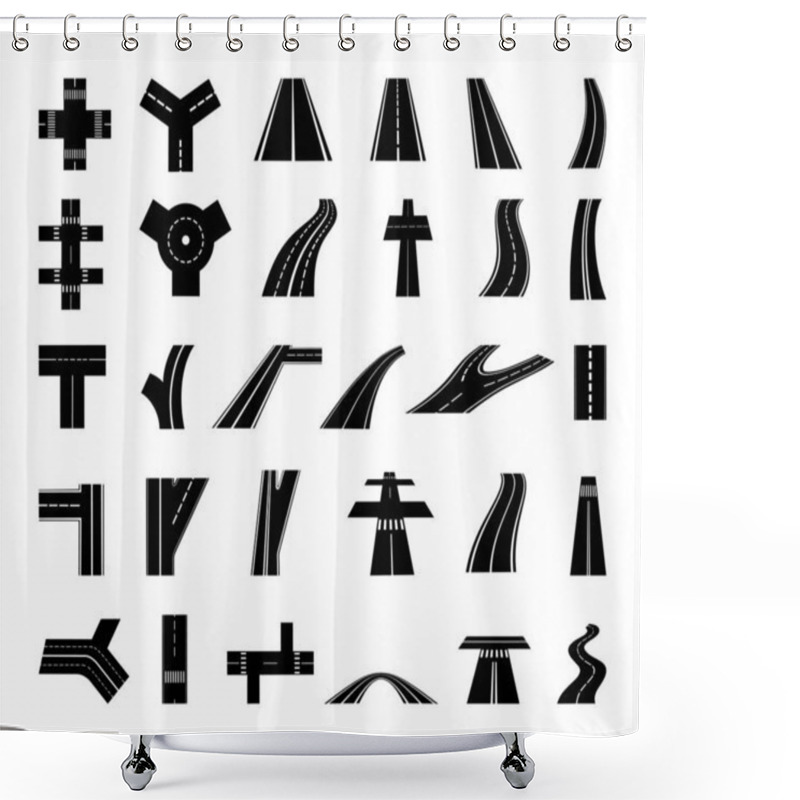 Personality  Vector Set Of Roads And Crossroads. Shower Curtains