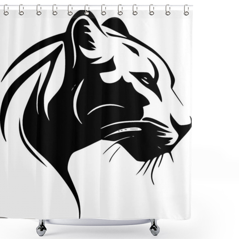 Personality  Panther - Minimalist And Flat Logo - Vector Illustration Shower Curtains