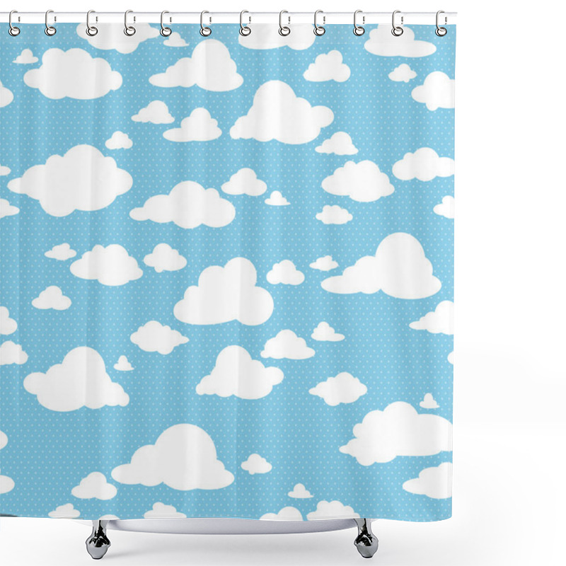 Personality  Seamless Pattern With Clouds Shower Curtains